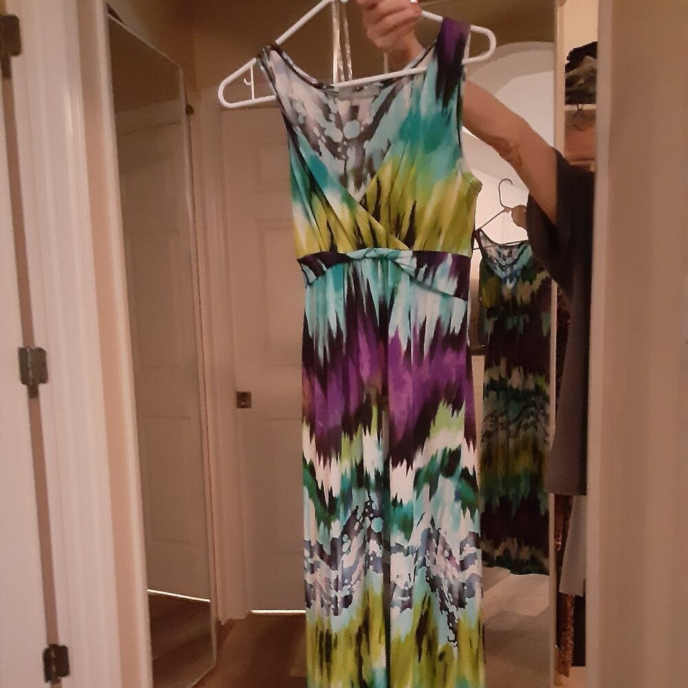 Waterfall, long, sleeveless, dress